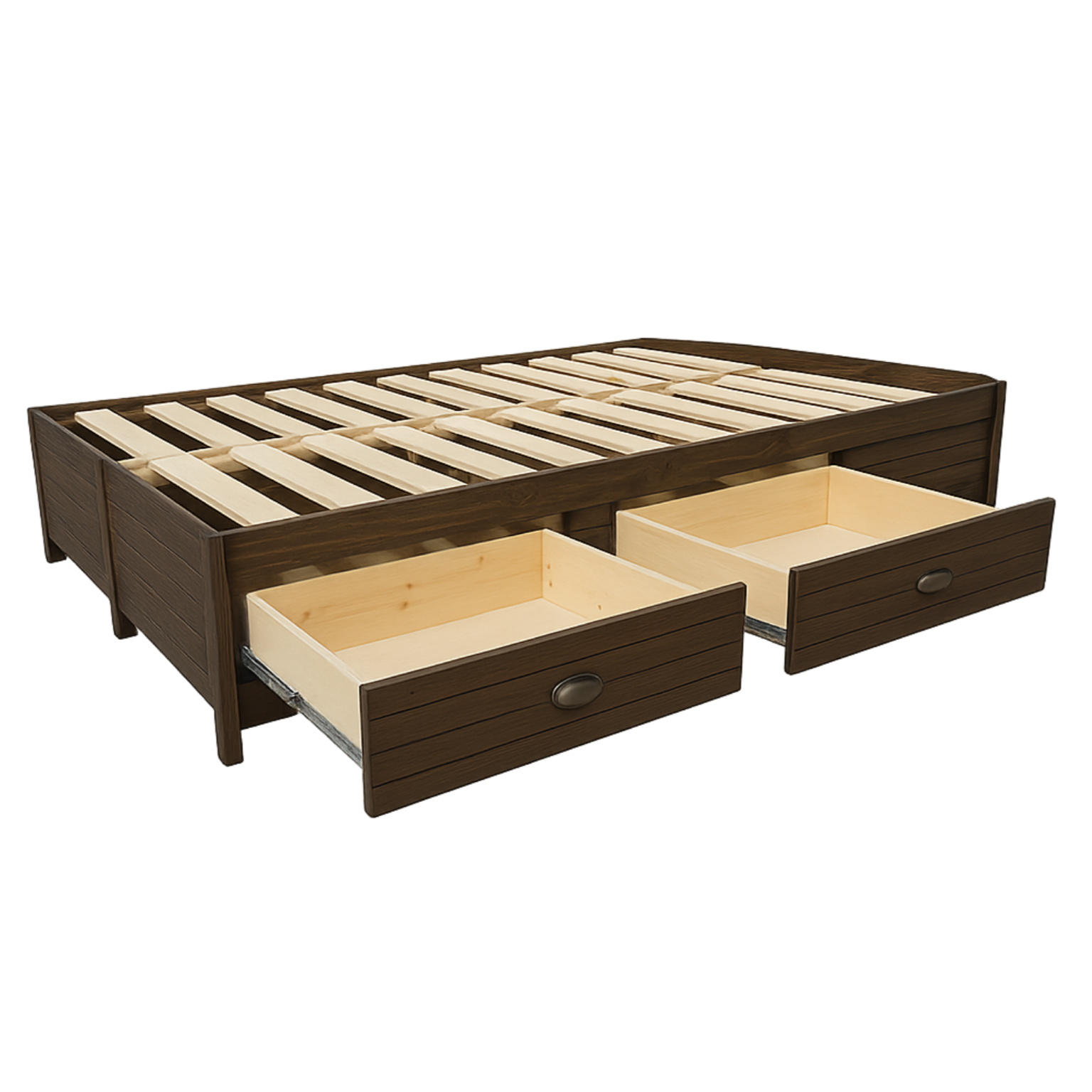 brown White Solid wood storage bed base with drawers Dream Beds