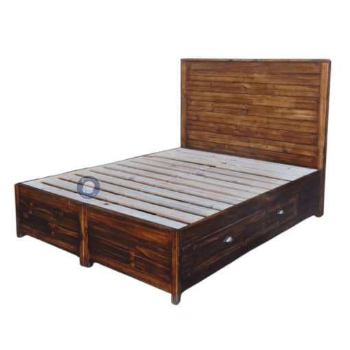 Storage Bed Base With Attachable, Pine Bed Frame With Drawers