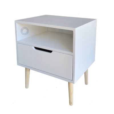 retro bed side table white