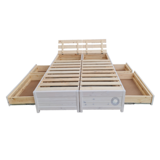 Queen Storage Bed Base With Drawers, White Wooden Bed With Drawers Underneath