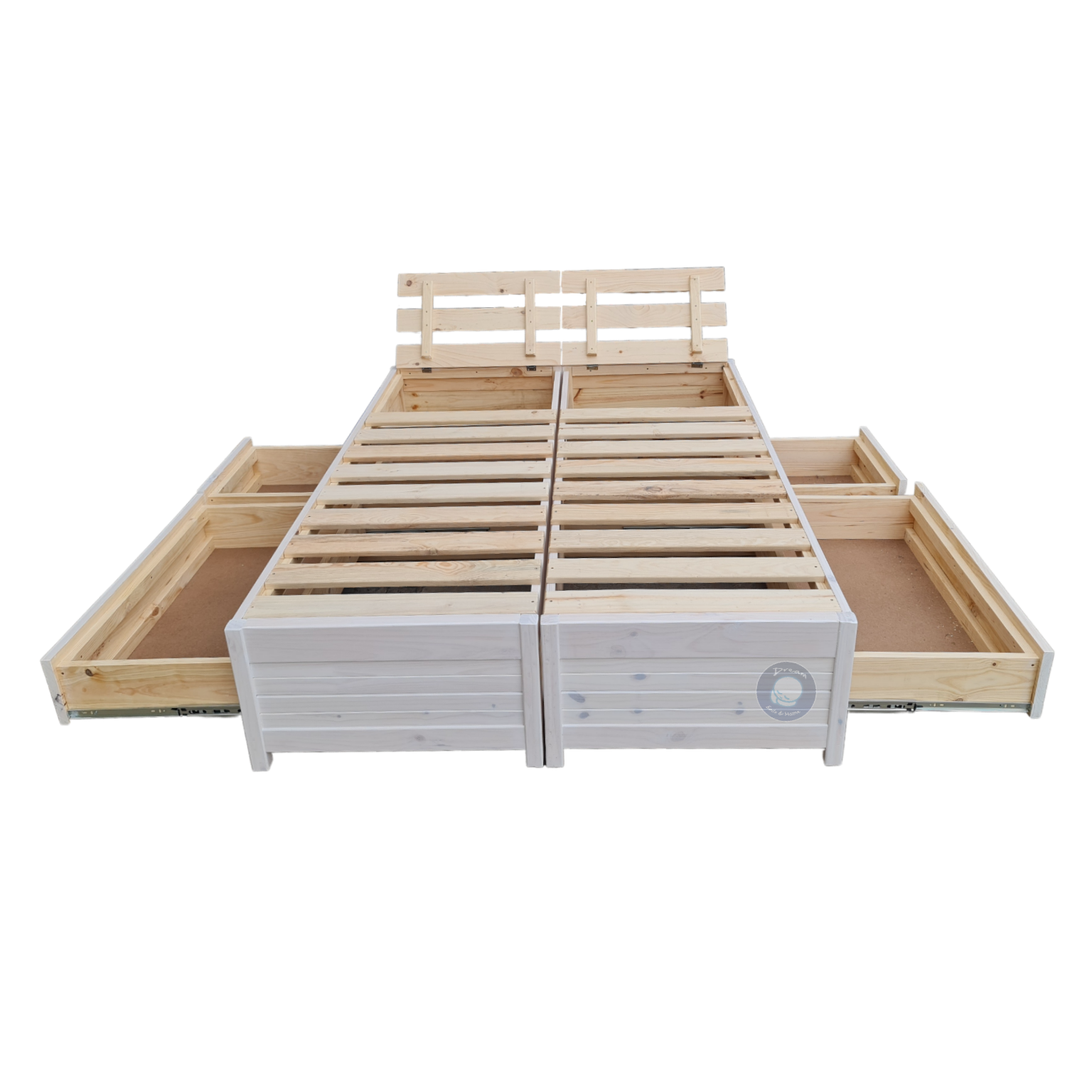 Double Storage Bed Base With Drawers, Container Bed Frame