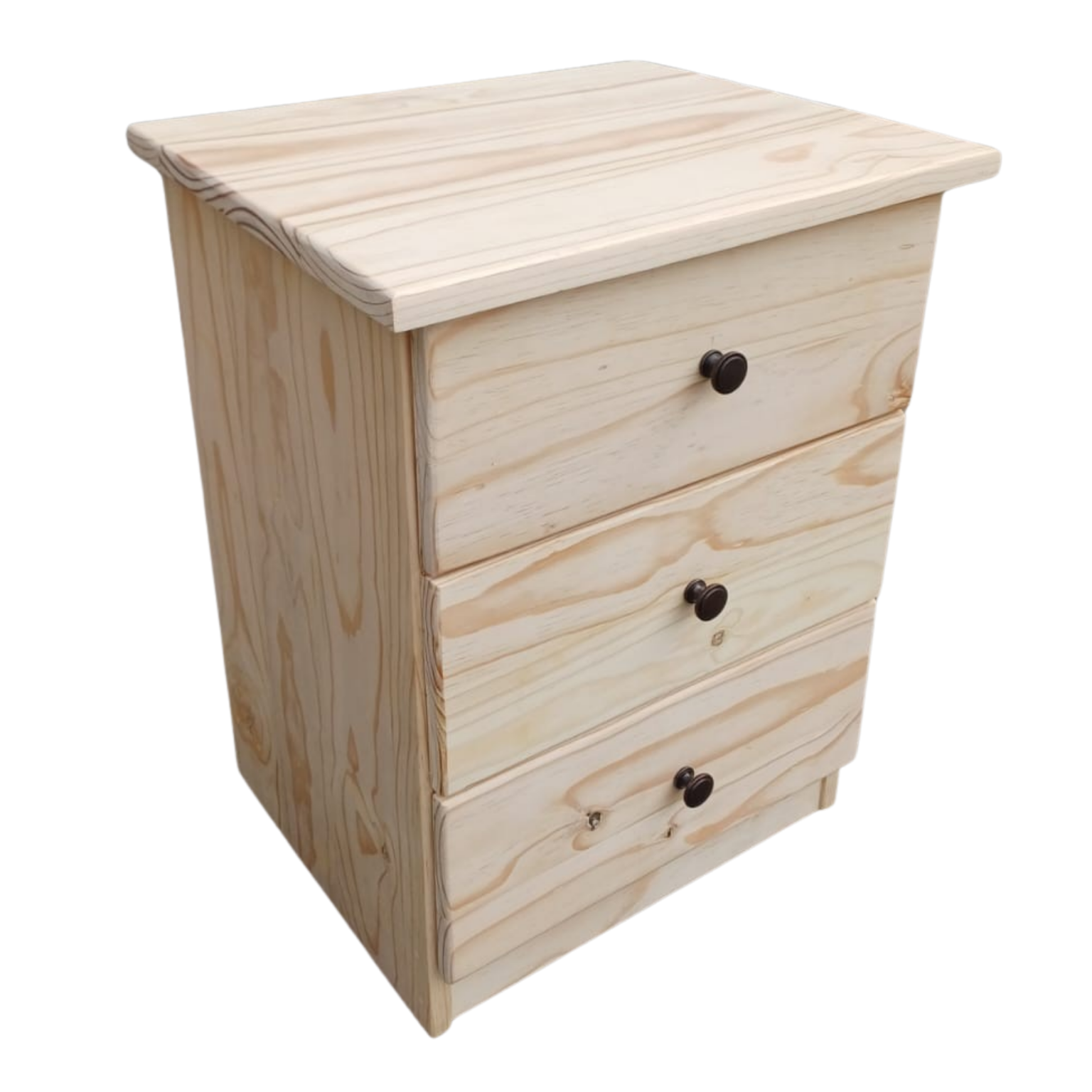 3 drawer wooden bed side table Dream Beds - Natural Sanded