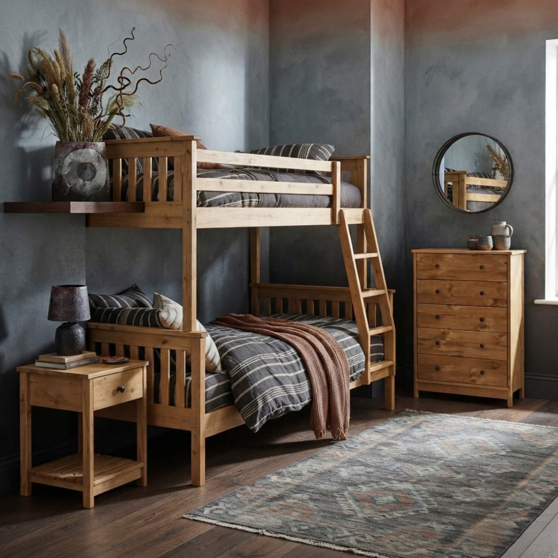 single over three quarter bunk Beach light oak