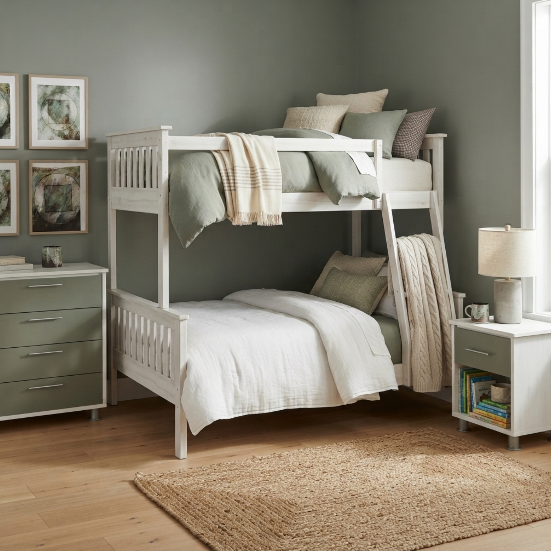 single over three quarter bunk beach White wash