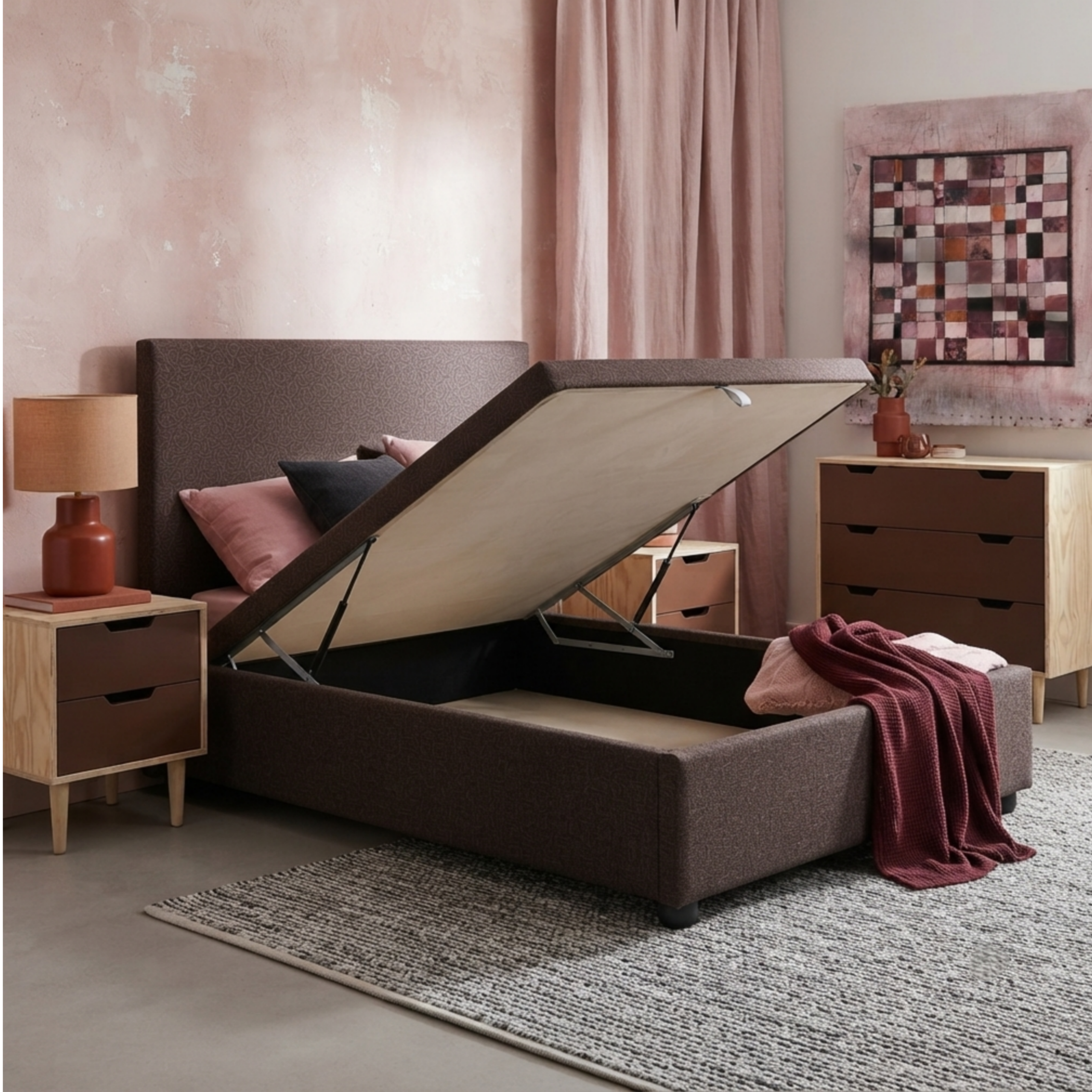 Lift up storage bed base- brown Dream Beds