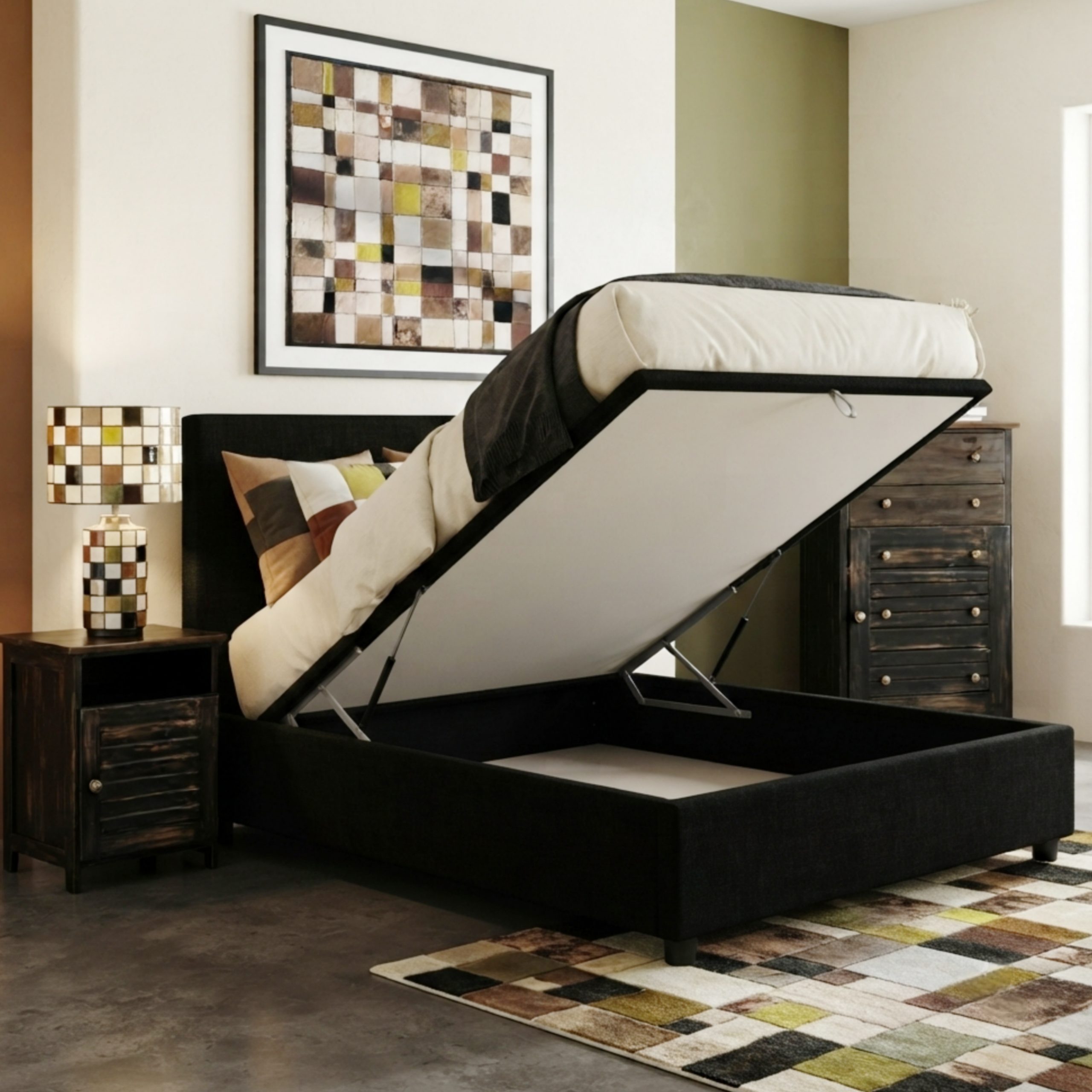 Lift up storage bed base- black Dream Beds