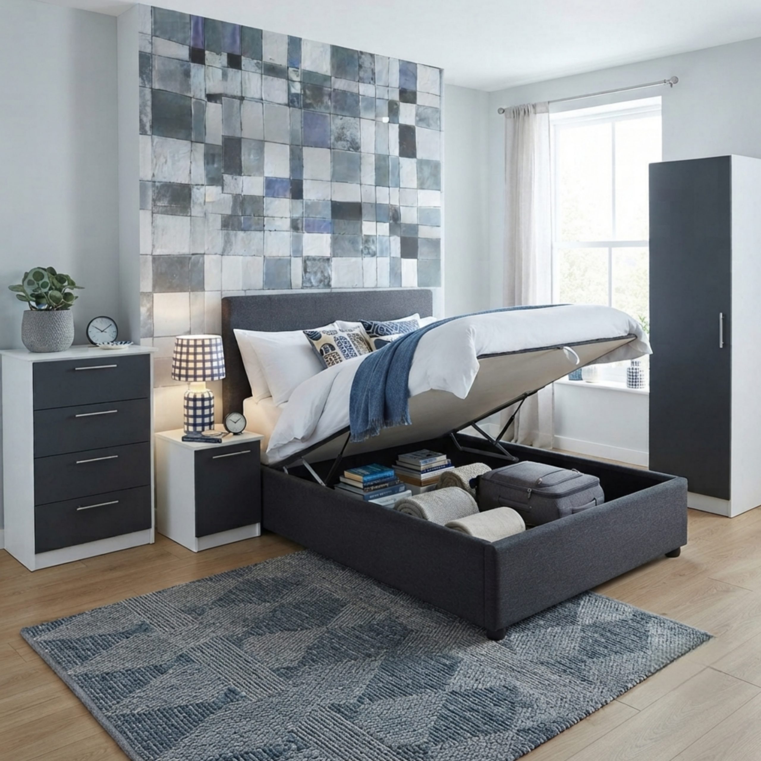 Lift up storage bed base- gray Dream Beds