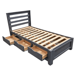 zed wooden bed frame with headboard and drawers
