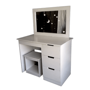 Dressing Table with Mirror and Stool - White