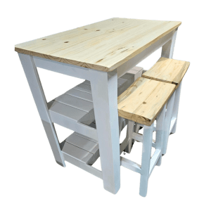 solid wood kitchen island with stools
