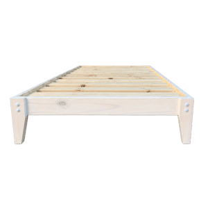 white wash slatted wooden bed frame