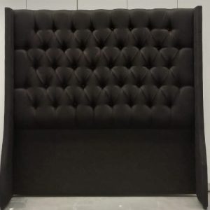 Queen Chester Wingback Style Headboard Black Fabric - Dream Beds & Home