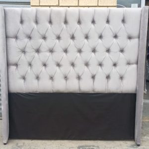 Queen Chester Wingback Style Headboard Light Grey