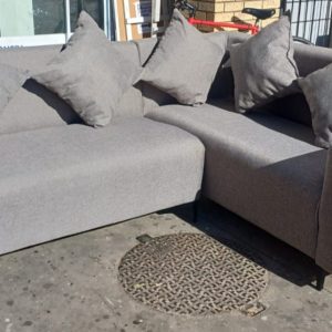 Corner Couch Grey Velvet