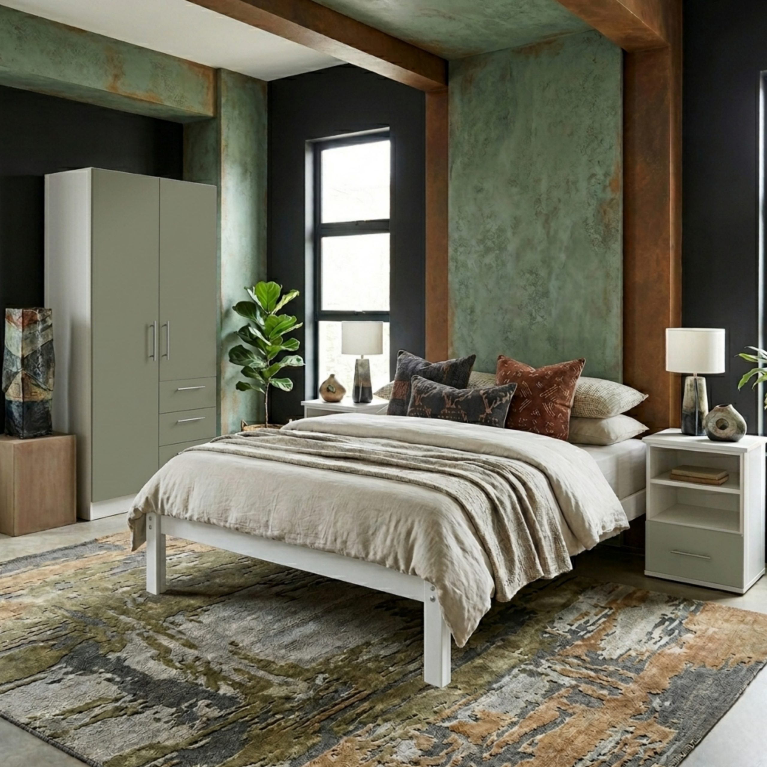 Divan banboo bed side 2 door Wardrobe Dream Beds