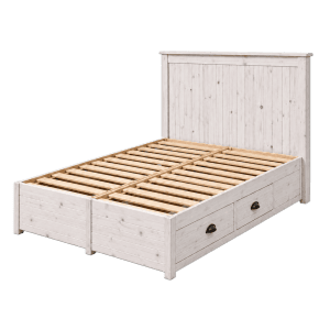 Dream Storage Bed with Chic Headboard White Wash