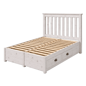 Dream Storage Bed with Chic Headboard White Wash