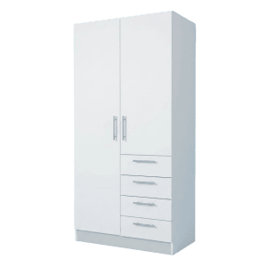 Waardrobe Ello 2 door combo 4 drawer White